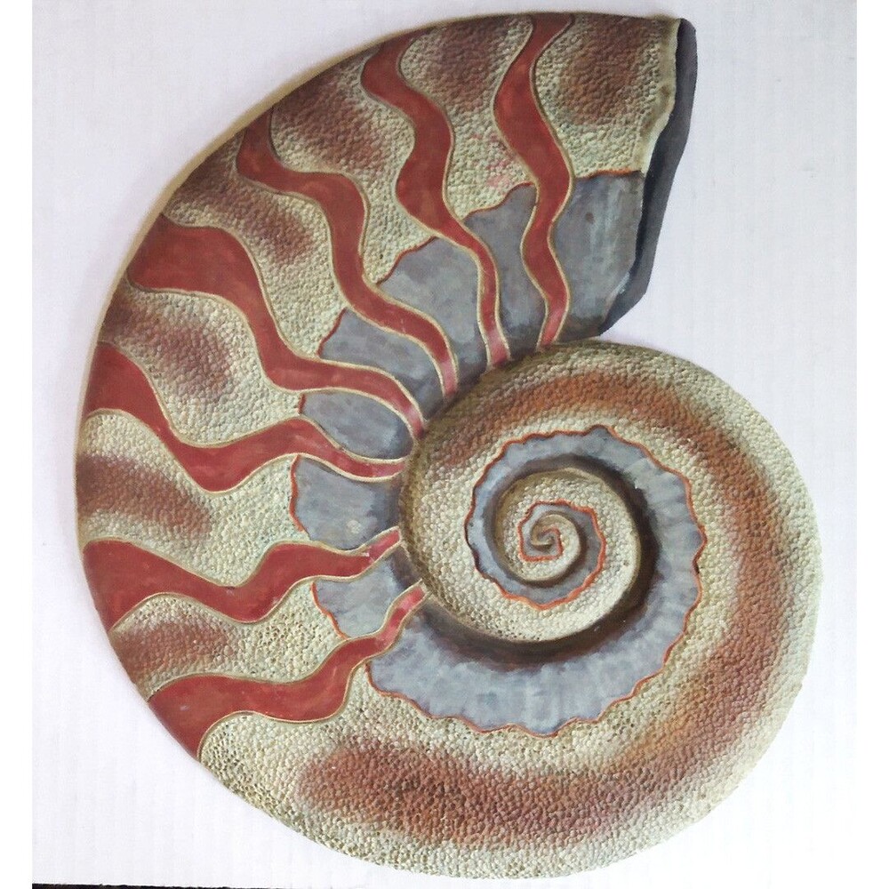 Vintage NAUTILUS Hanging Wall Art Sculpture Decor 10" x 12" Resin